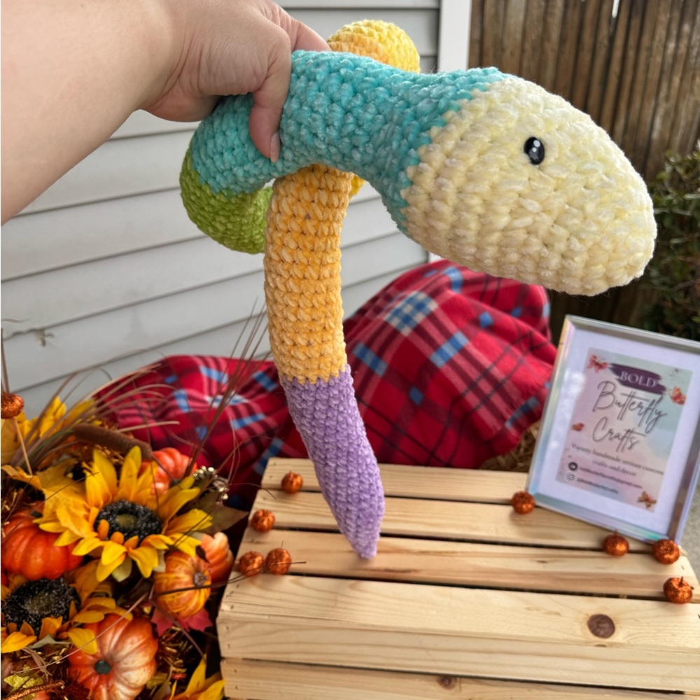 Large Crochet Chenille Snake